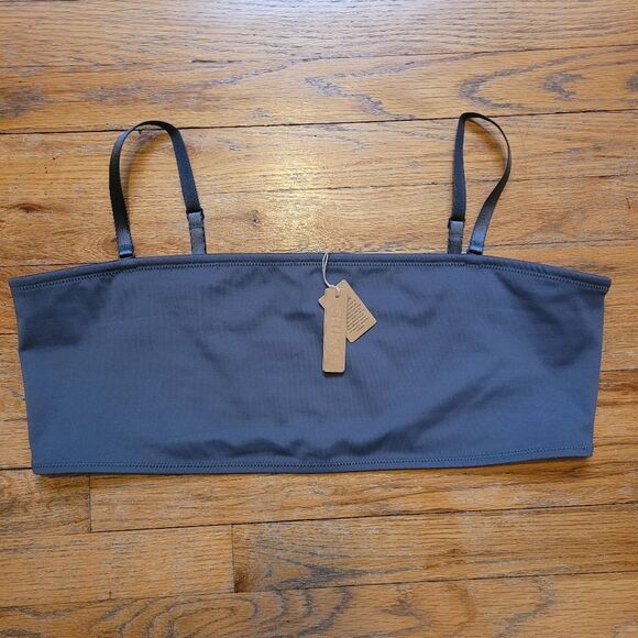 SKIMS Shaping Swim Bandeau Top Strapless Gunmetal Gray Size 4X Nwt - Picture 3 of 8